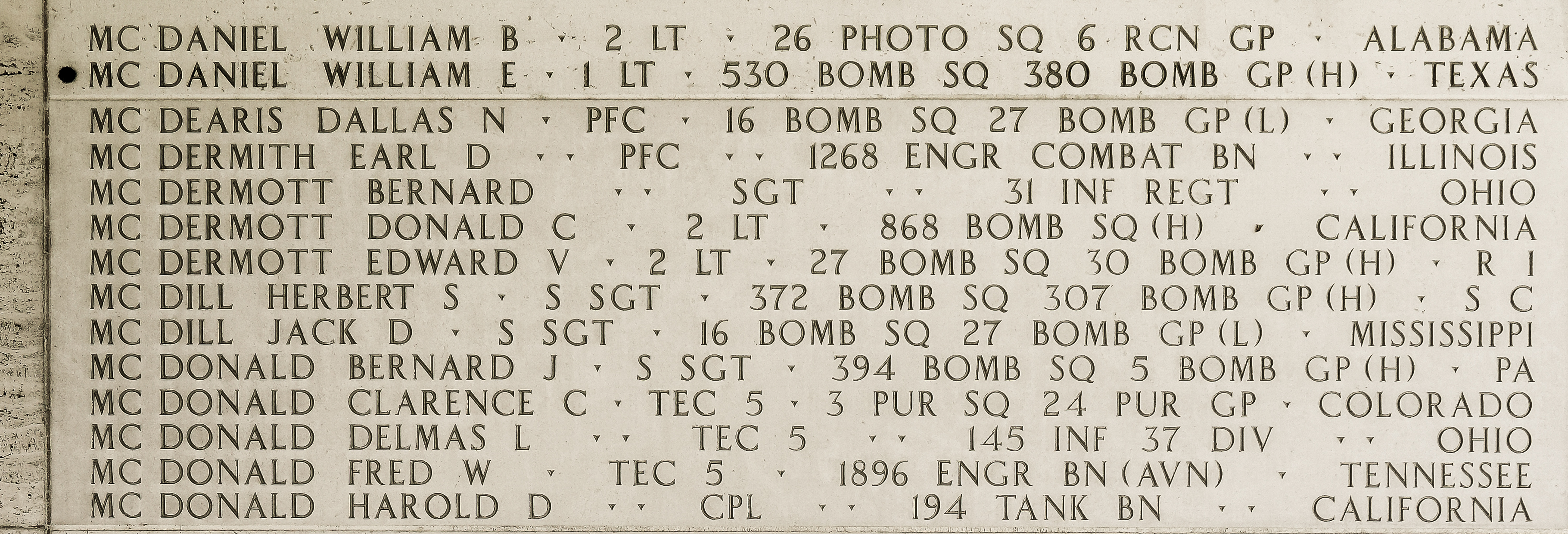 William E. McDaniel, First Lieutenant